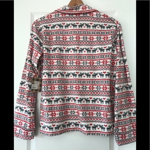 RARE⭐️NWT!⭐️PJ Salvage Polar/Fair Isle Moose Print Sleep/Loungewear Pajama Top - Picture 5 of 8